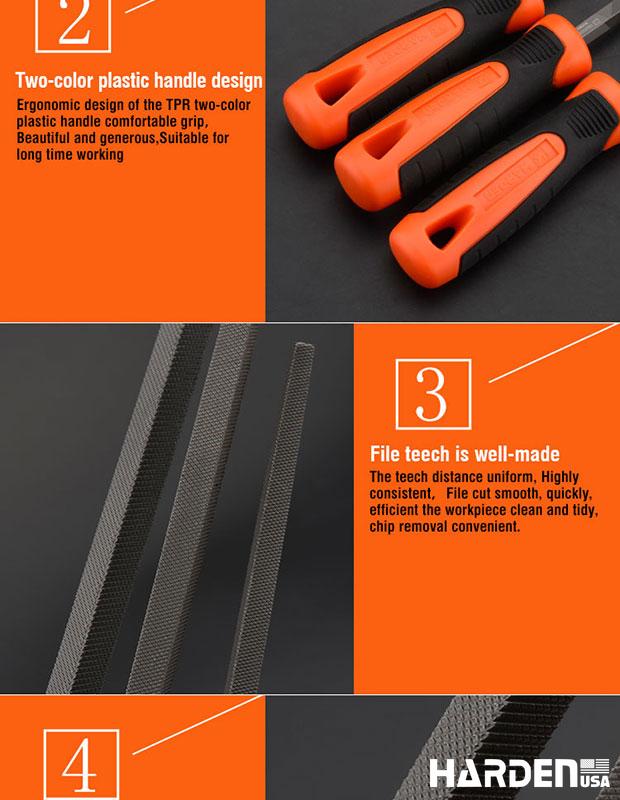 Square second cut file with soft handle