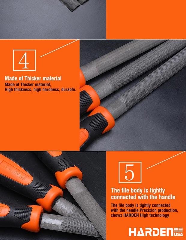Half round second cut file with soft handle