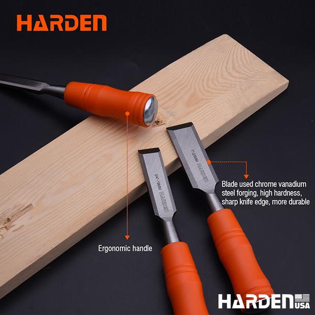 3Pcs Orange circular handle wood chisel set