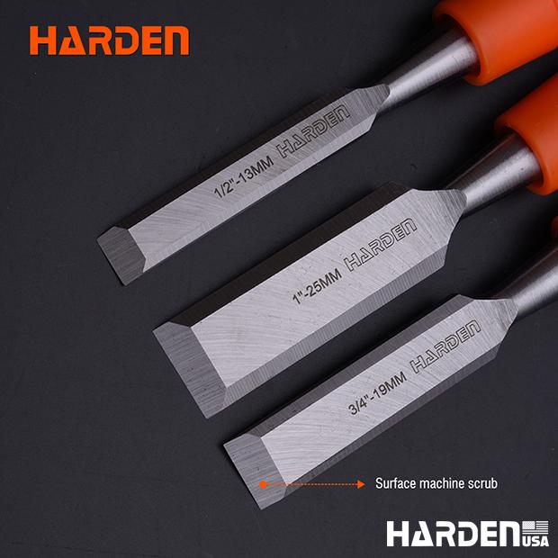 3Pcs Orange circular handle wood chisel set