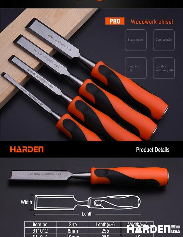 Orange/black handle wood chisel