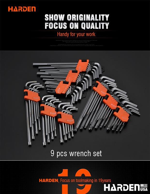9Pcs Long Ball Key Wrench