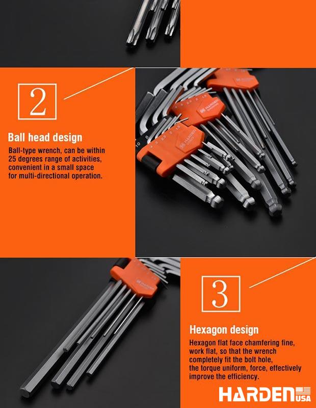9Pcs Long Ball Key Wrench