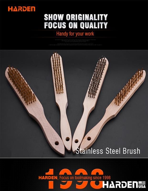 4row Stainless steel Brush with wood handle