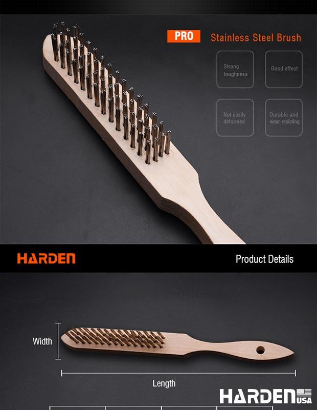 4row Stainless steel Brush with wood handle