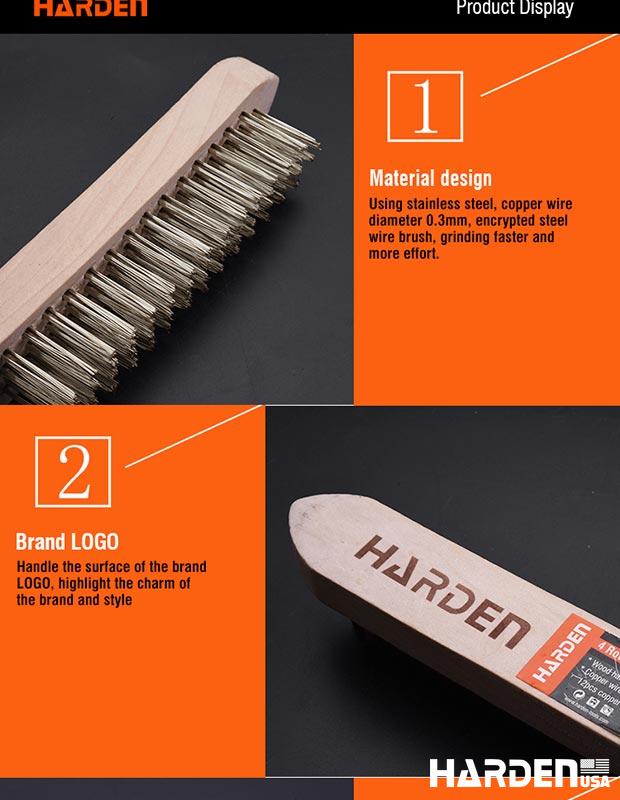 4row Stainless steel Brush with wood handle
