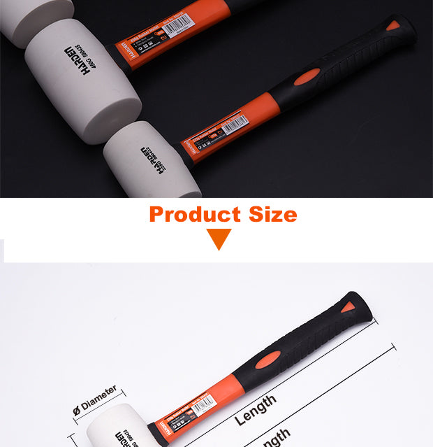 White Rubber Mallet with Fiberglass Handle