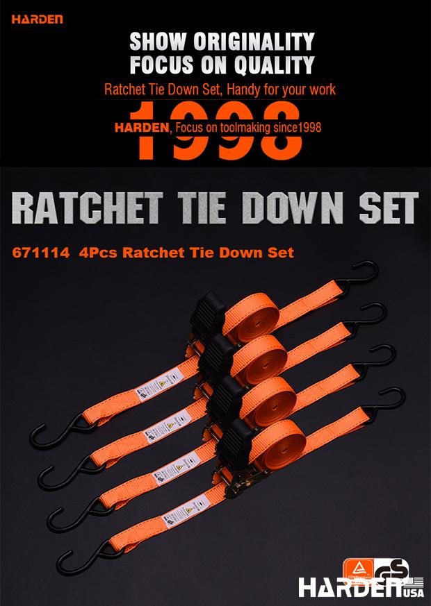4Pcs Ratchet Tie Down Set
