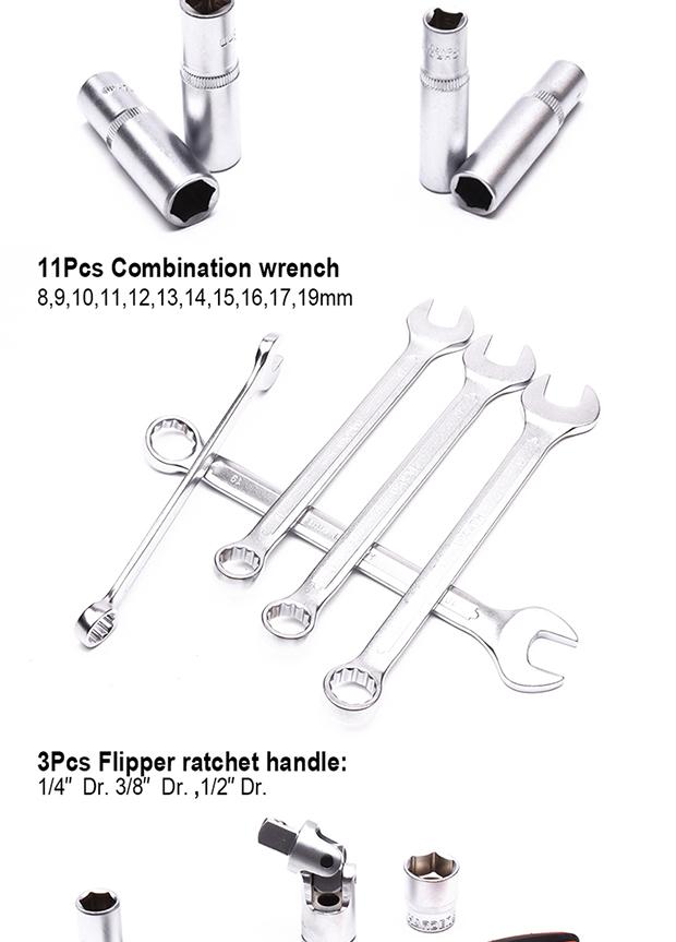 132Pcs 1/2" & 3/8" & 1/4" Dr. Socket set