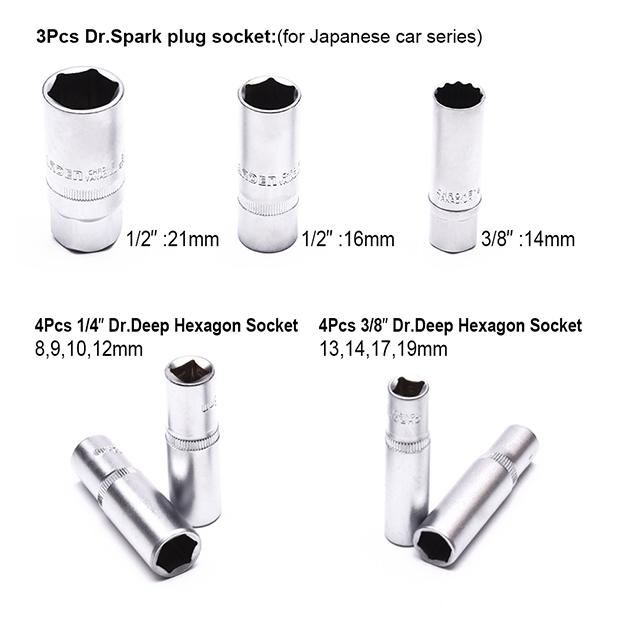 132Pcs 1/2" & 3/8" & 1/4" Dr. Socket set