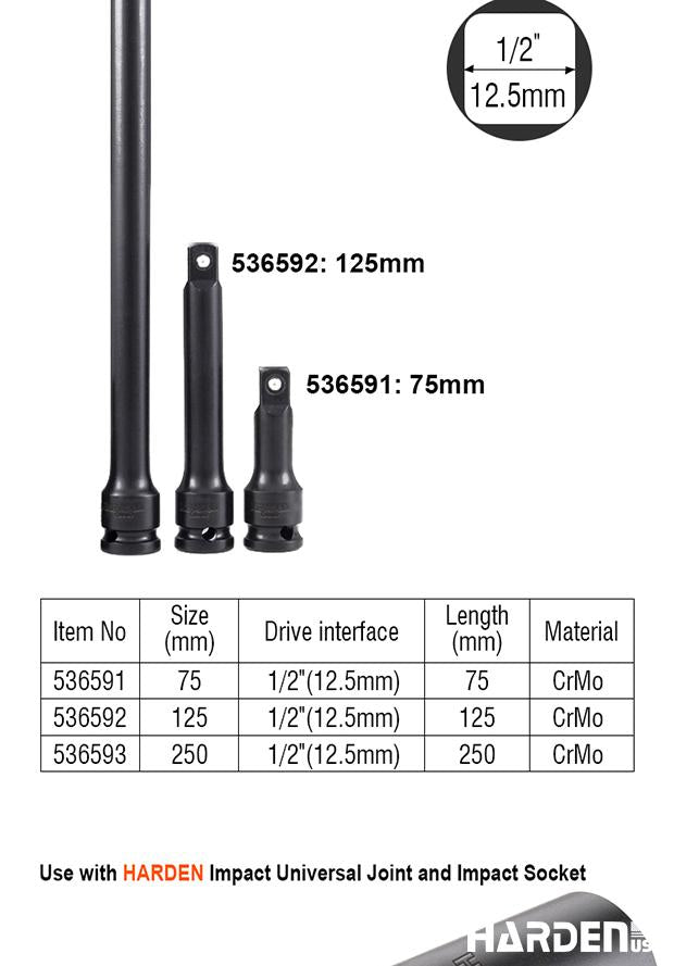 75-250mm 1/2" Impact Extension Bar