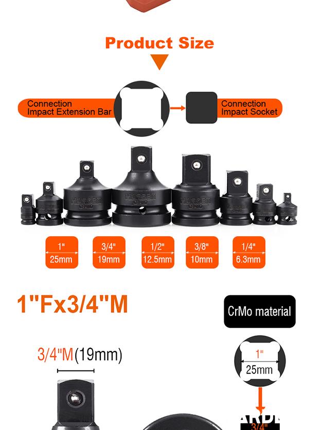 8Pcs 1/2" Impact Adaptor Set