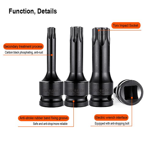 8Pcs 1/2" Impact Torx Bit Set