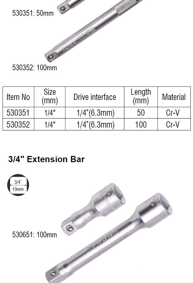 125-250mm 1/2" Extension Bar