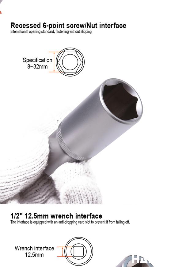 8-32mm 1/2" Hexagon Deep Socket