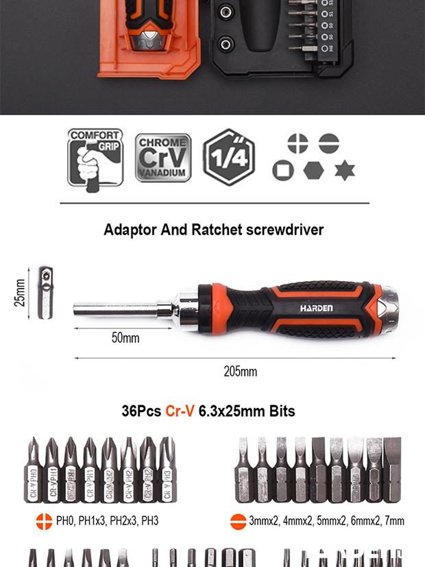 38Pcs Ratchet Screwdriver & Bits Set