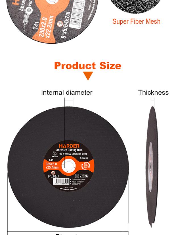 350x2.8x25.4MM Abrasive Cutting Disc