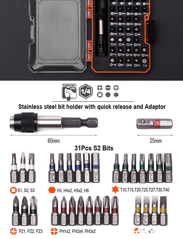 39Pcs Ratchet Screwdriver & Bits Set