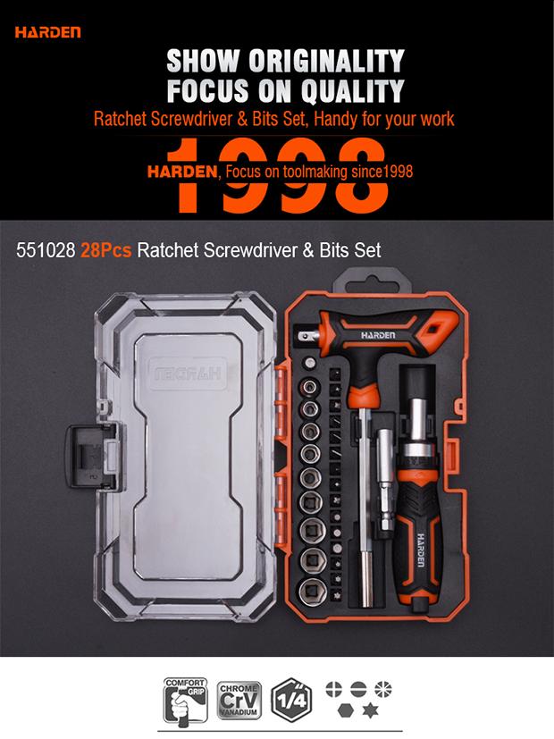 28Pcs Ratchet Screwdriver & Bits set