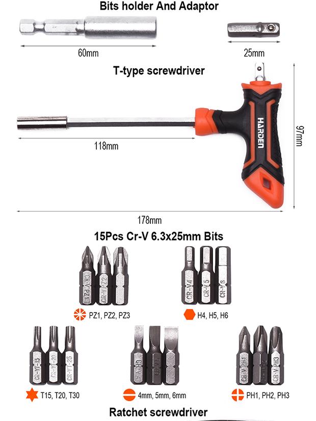 28Pcs Ratchet Screwdriver & Bits set