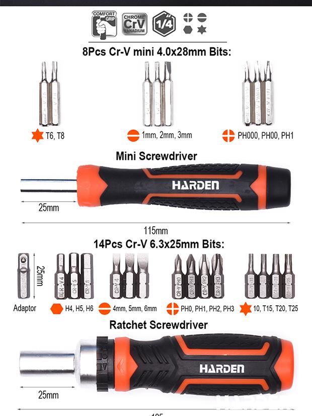 28Pcs Ratchet Screwdriver & Bits set