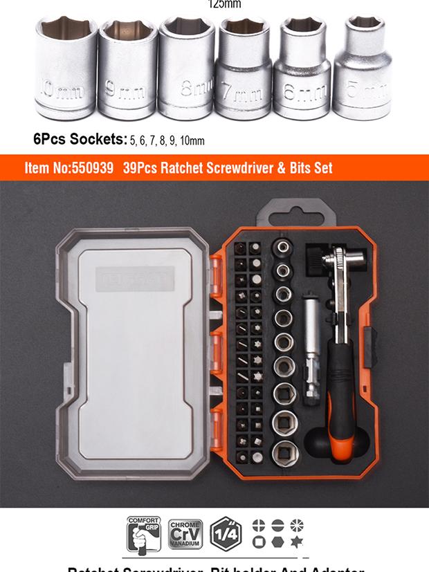 28Pcs Ratchet Screwdriver & Bits set