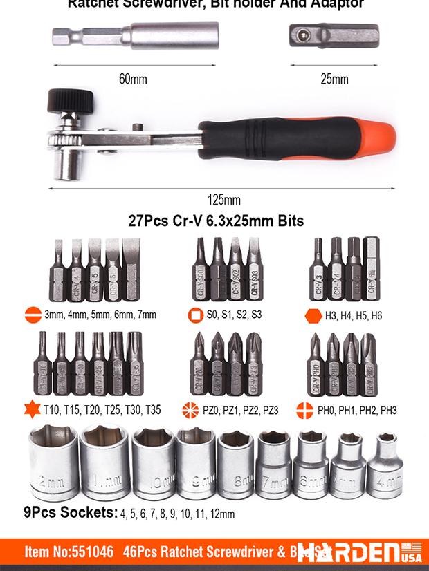 28Pcs Ratchet Screwdriver & Bits set