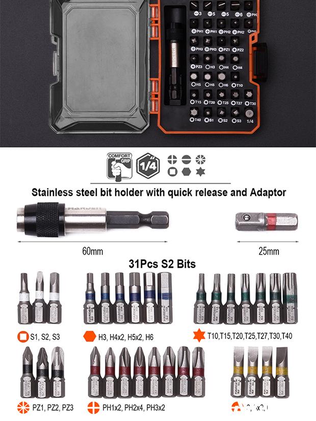 46Pcs Ratchet Screwdriver & Bits Set