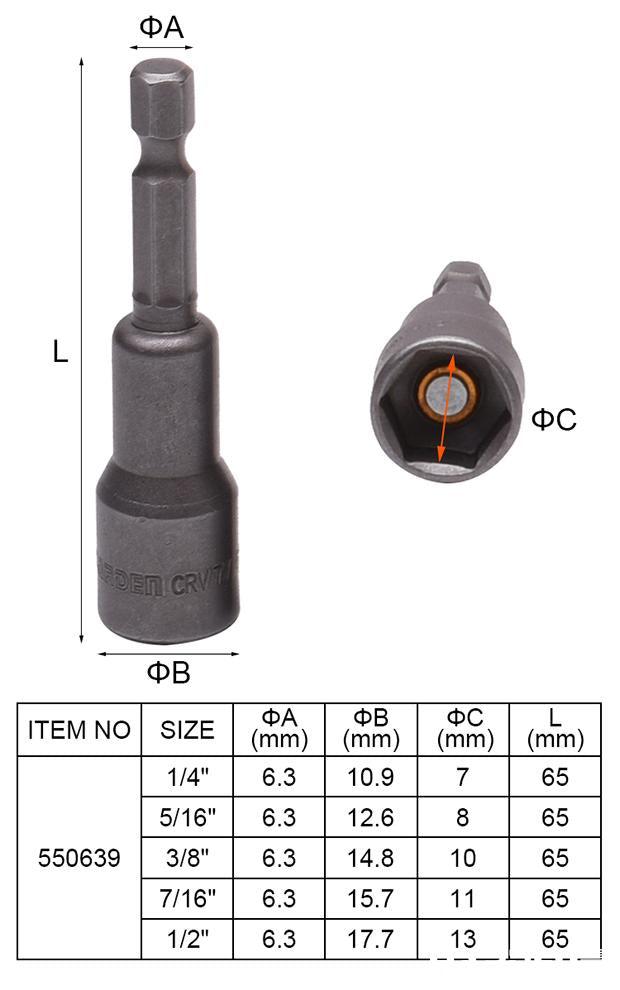 9Pcs Inch Magnetic Nut Drivers Set