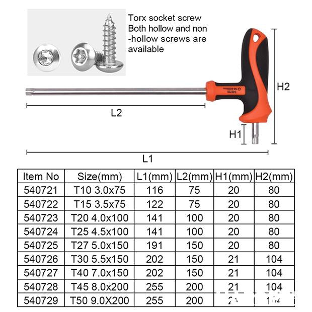 T Handle Torx Key Wrench