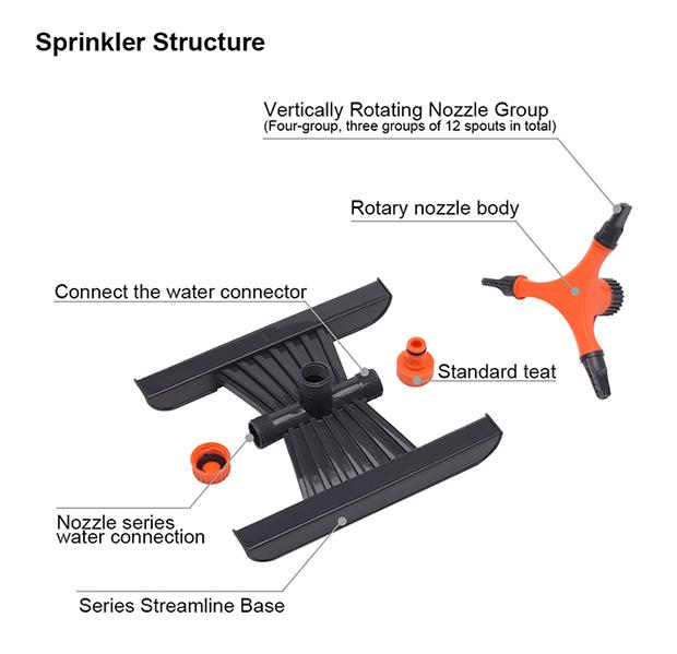 3 Arm Rotary 360 Degree Irrigation Sprinkler