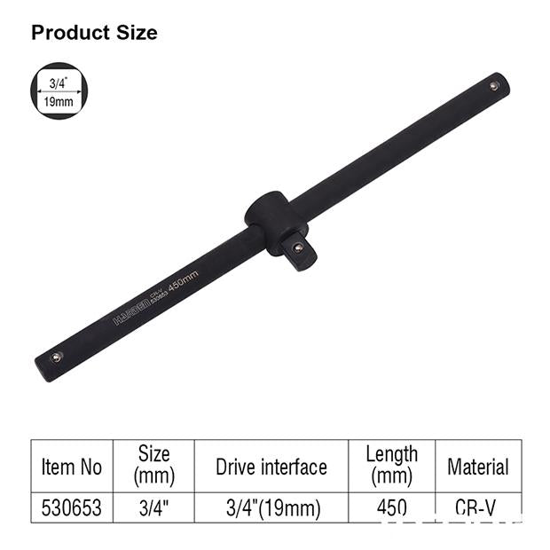 450mm 3/4" T Type Sliding Bar