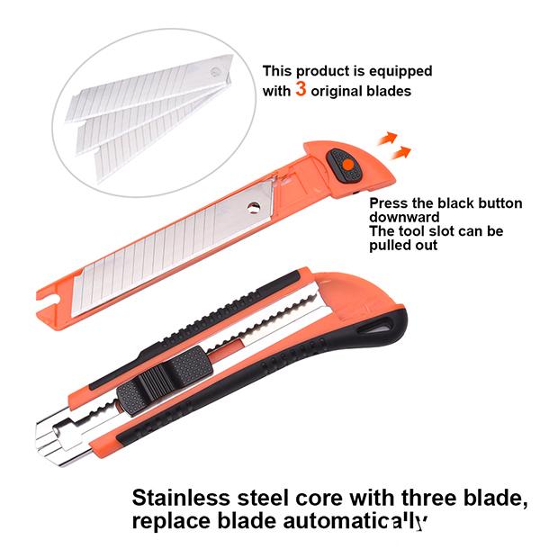 18mm Plastic Knife Metal Holder 3pcs Blades