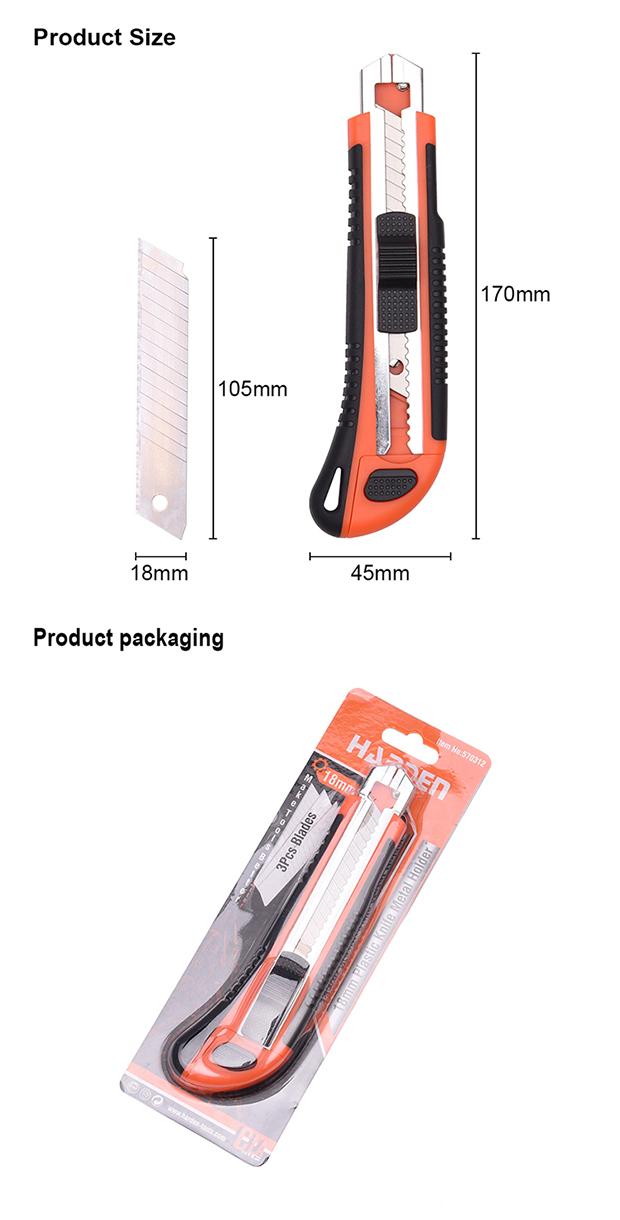 18mm Plastic Knife Metal Holder 3pcs Blades