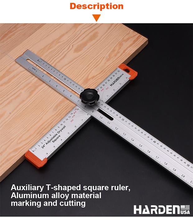 24"/600mm Adjustable T-shaped Square Ruler