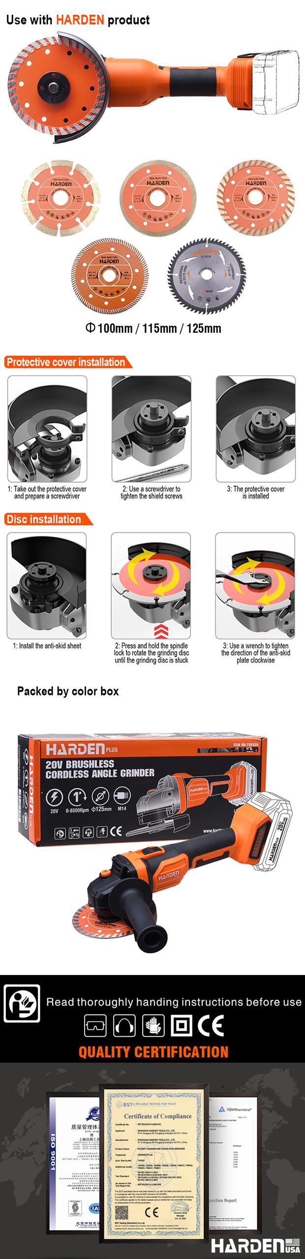 20V Brushless Cordless Angle Grinder