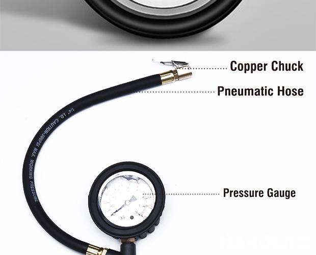 0-200psi Oil-immersed Tire Pressure Gauge