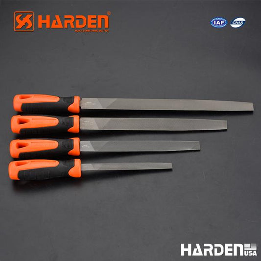 Half round second cut file with soft handle