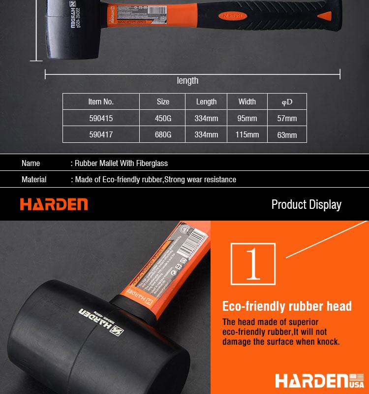 Black Rubber Mallet with Fiberglass Handle