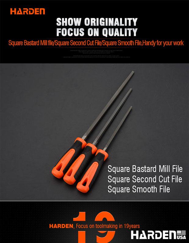 Square second cut file with soft handle