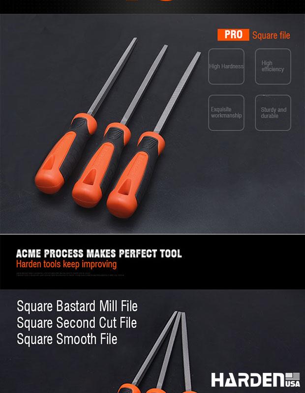 Square second cut file with soft handle
