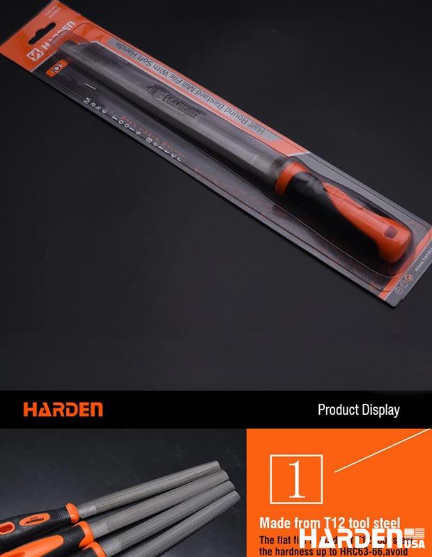 Half round second cut file with soft handle