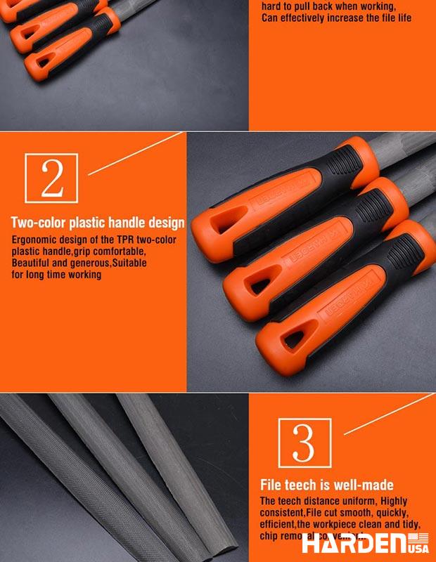 Half round second cut file with soft handle