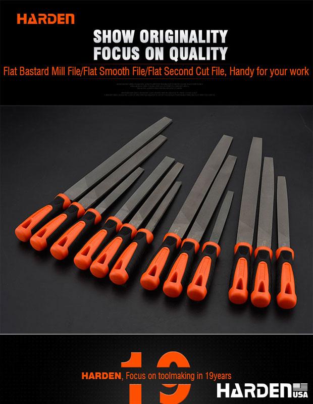 Flat second cut file with soft handle
