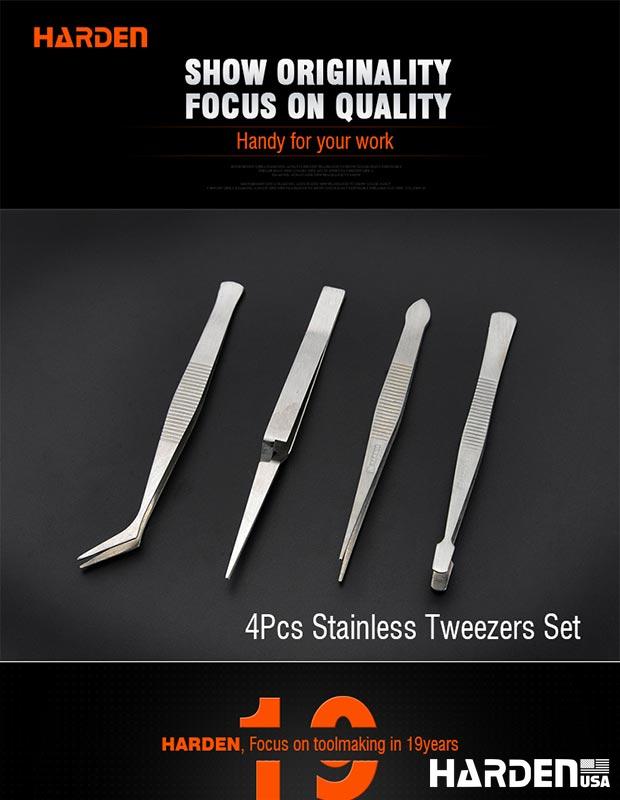 4Pcs Staless Tweezers Set