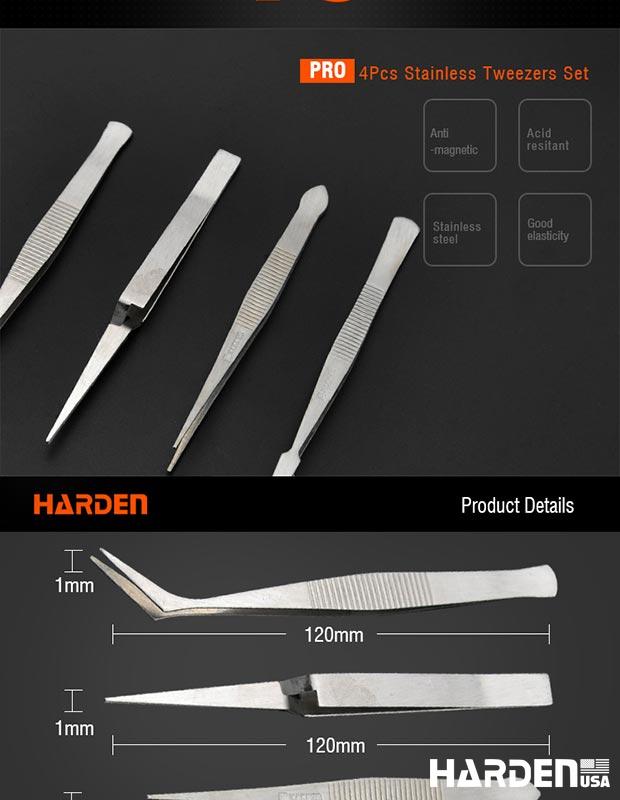 4Pcs Staless Tweezers Set