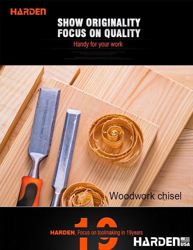 Orange/black handle wood chisel