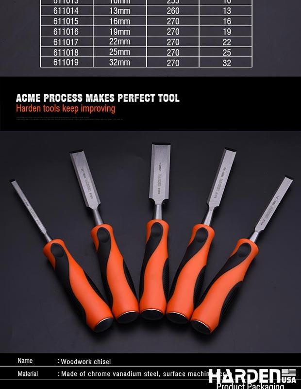 Orange/black handle wood chisel