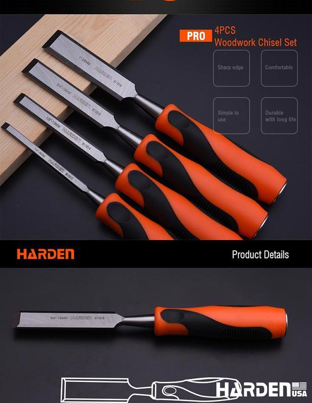 4Pcs Orange black handle wood chisel set