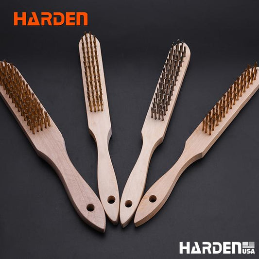 4row Stainless steel Brush with wood handle